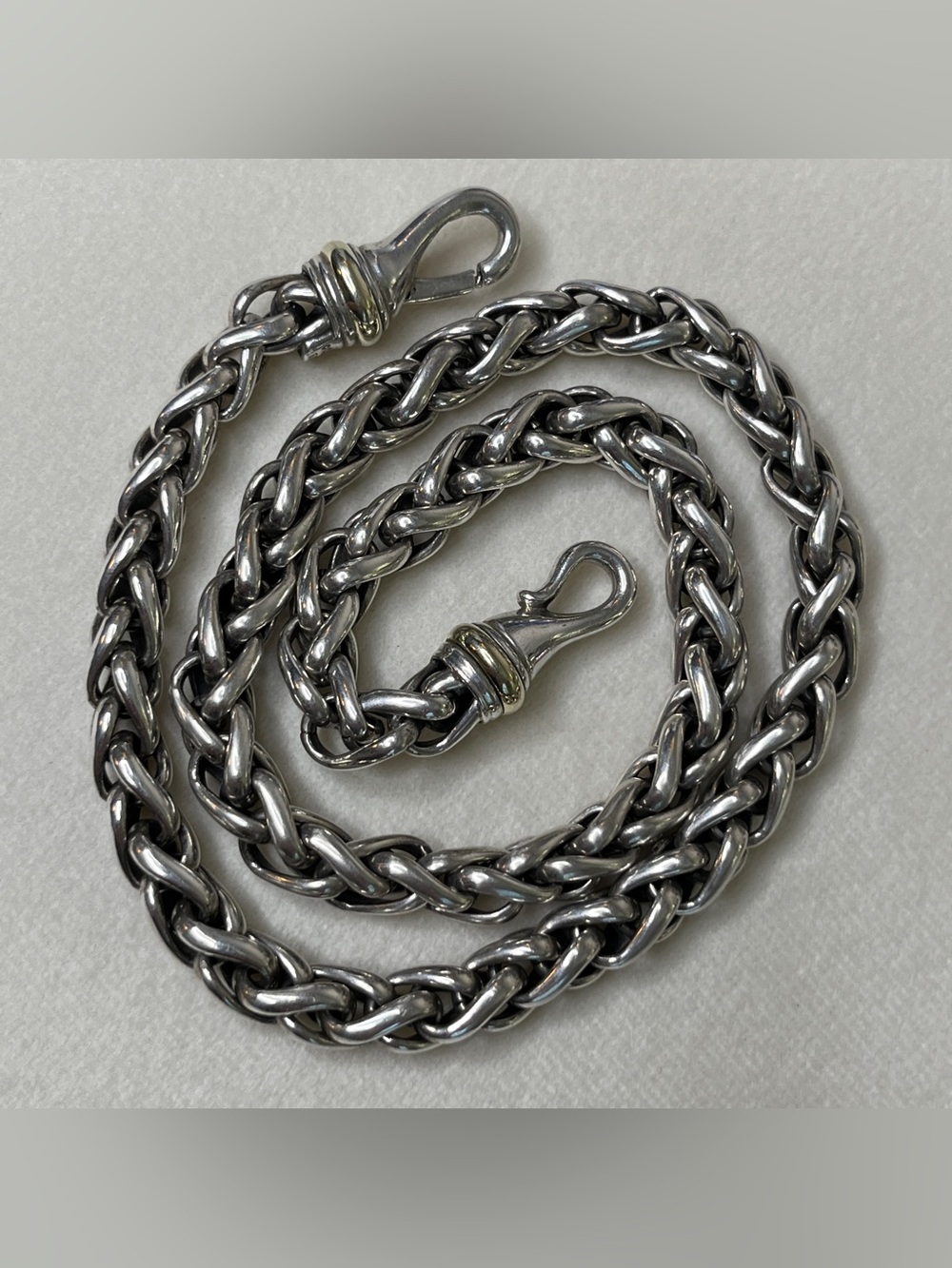 David Yurman Sterling 14k Gold Wheat Chain 20in 8mm Necklace 111.7g